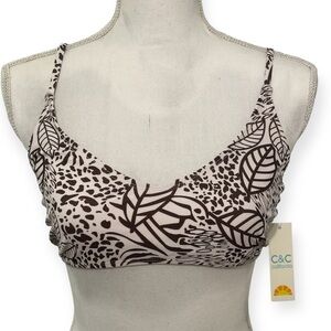 C&C California Palm Garden Print Swim Top NWT